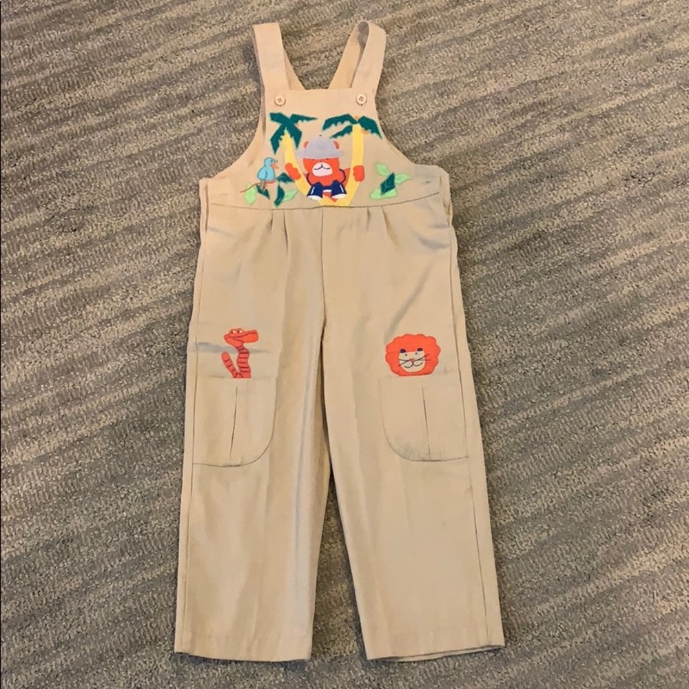 Vintage Joyeux Gamins safari overalls 3t
